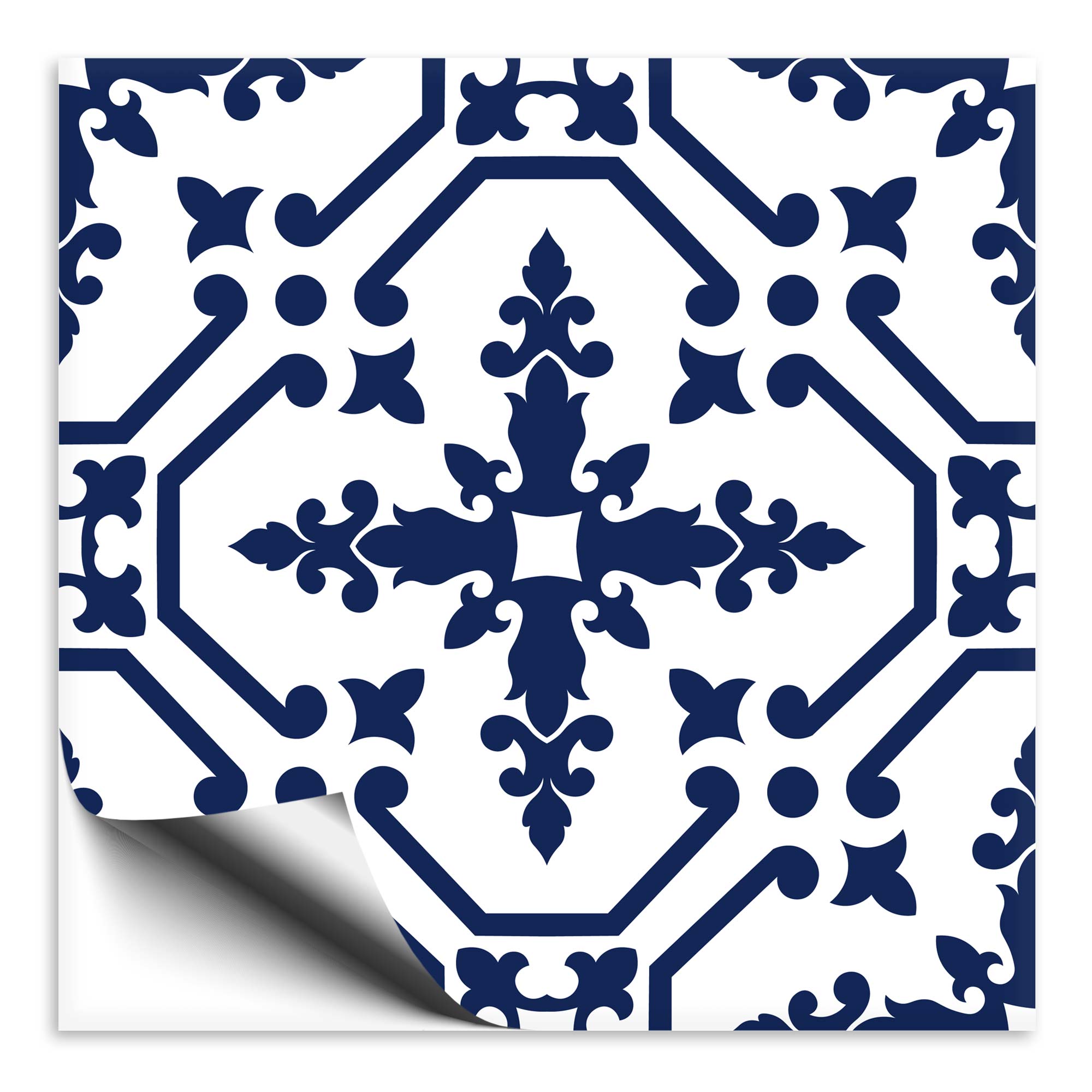 Fliesenaufkleber Ornament blau weiss 10