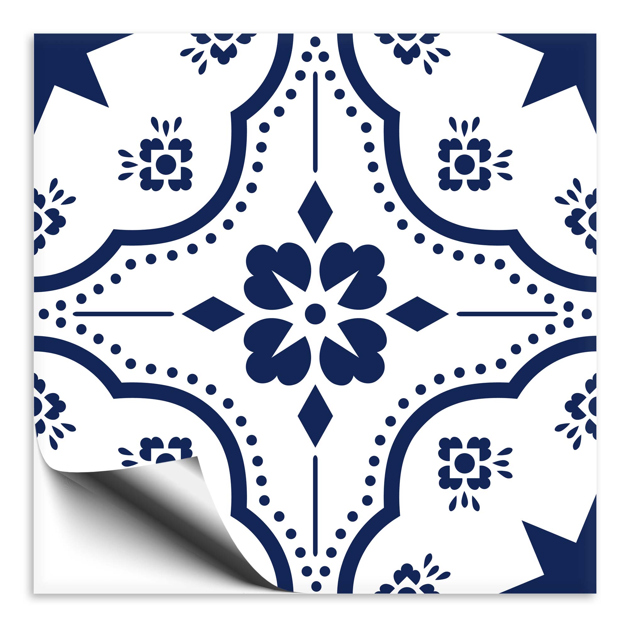 Fliesenaufkleber Ornament blau weiss 5