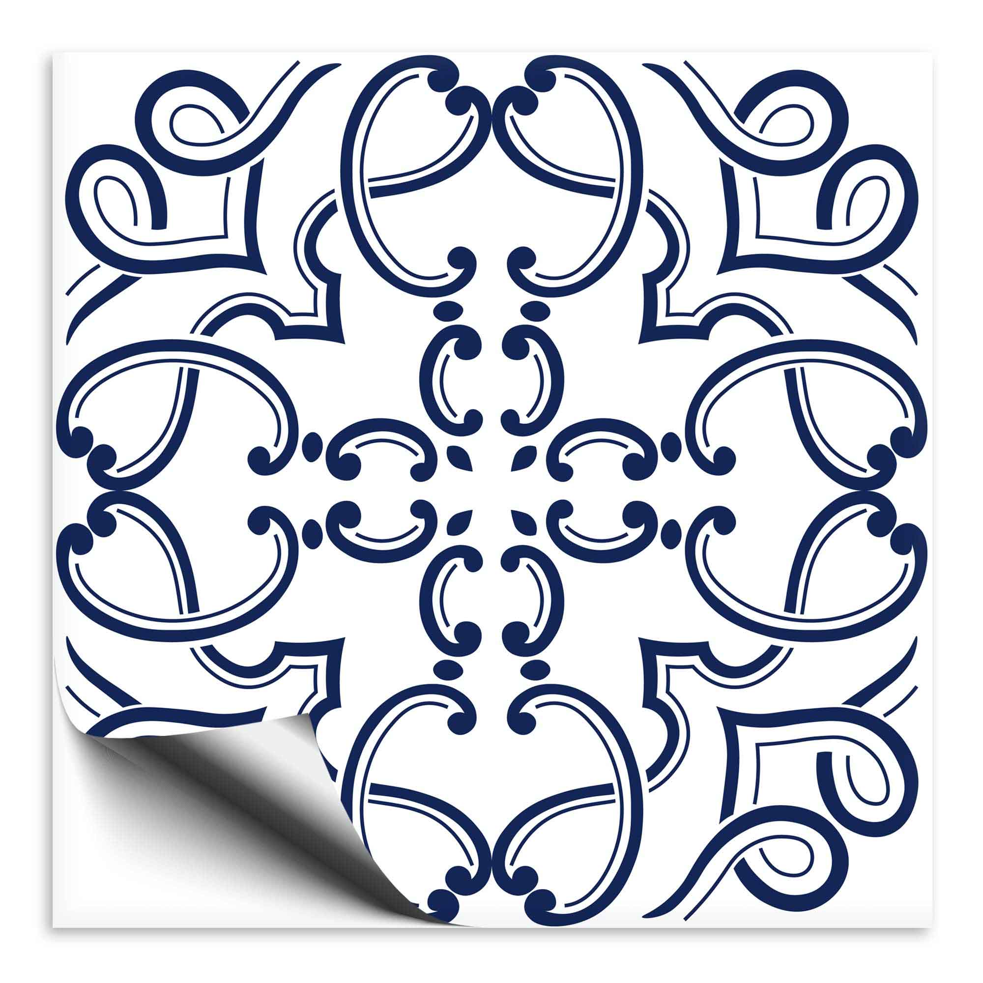 Fliesenaufkleber Ornament blau weiss 8