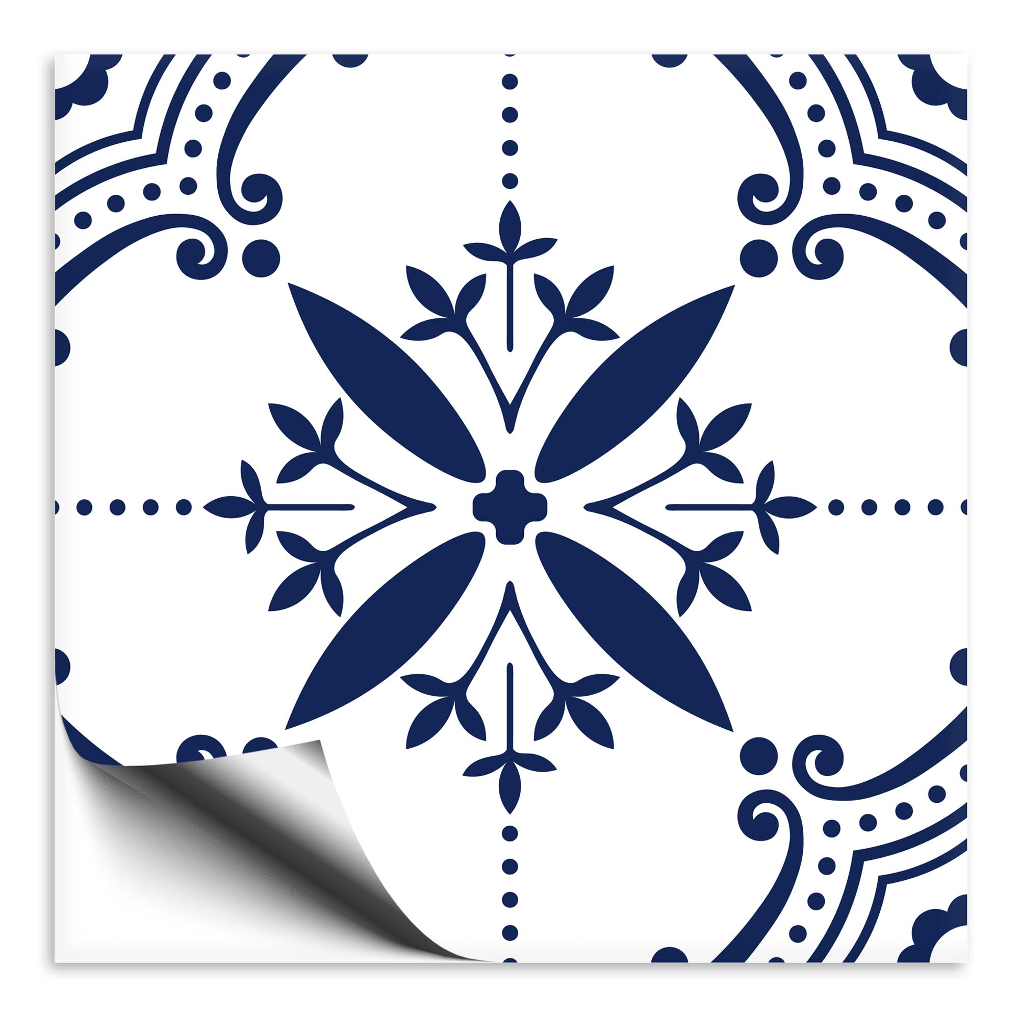 Fliesenaufkleber Ornament blau weiss 6