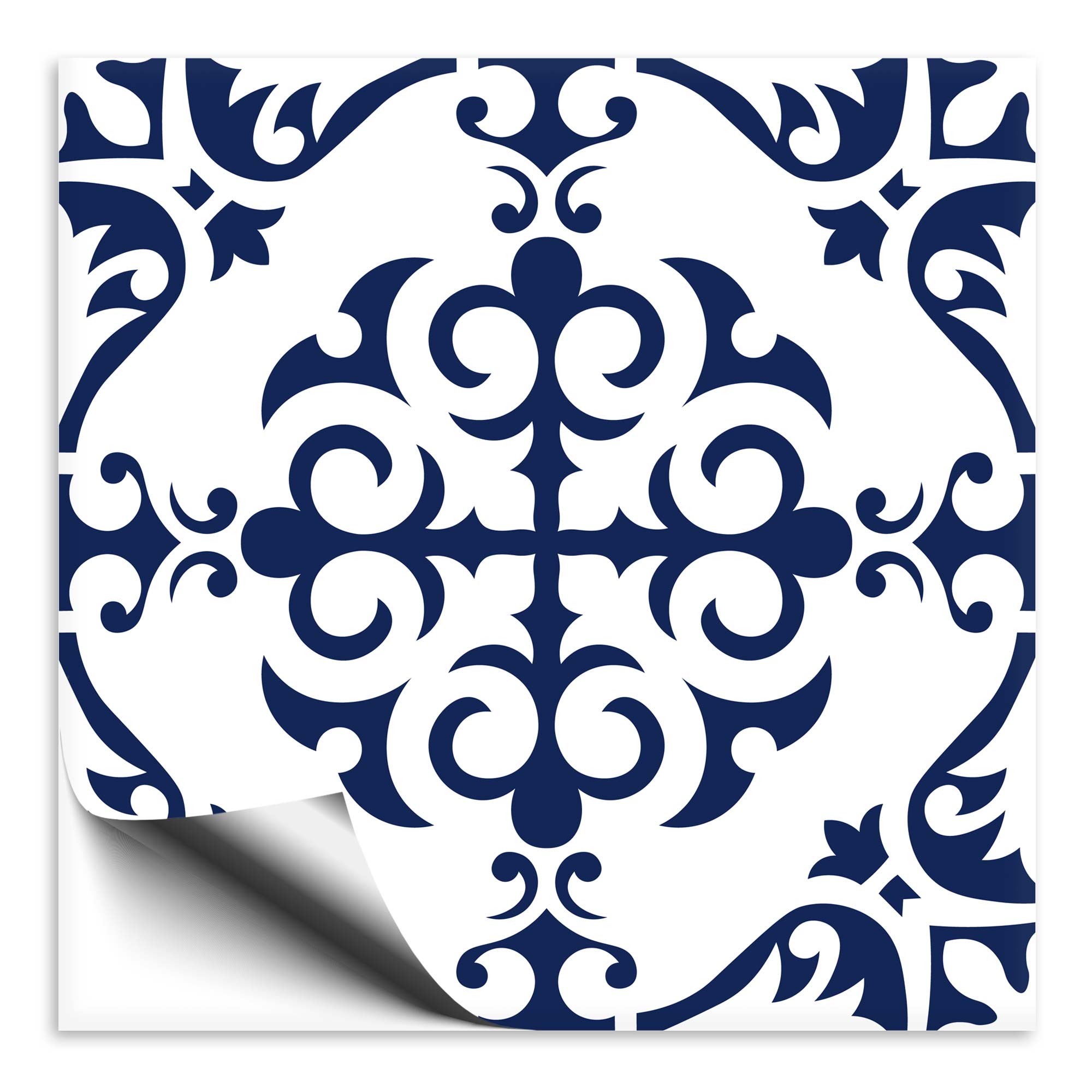 Fliesenaufkleber Ornament blau weiss 9