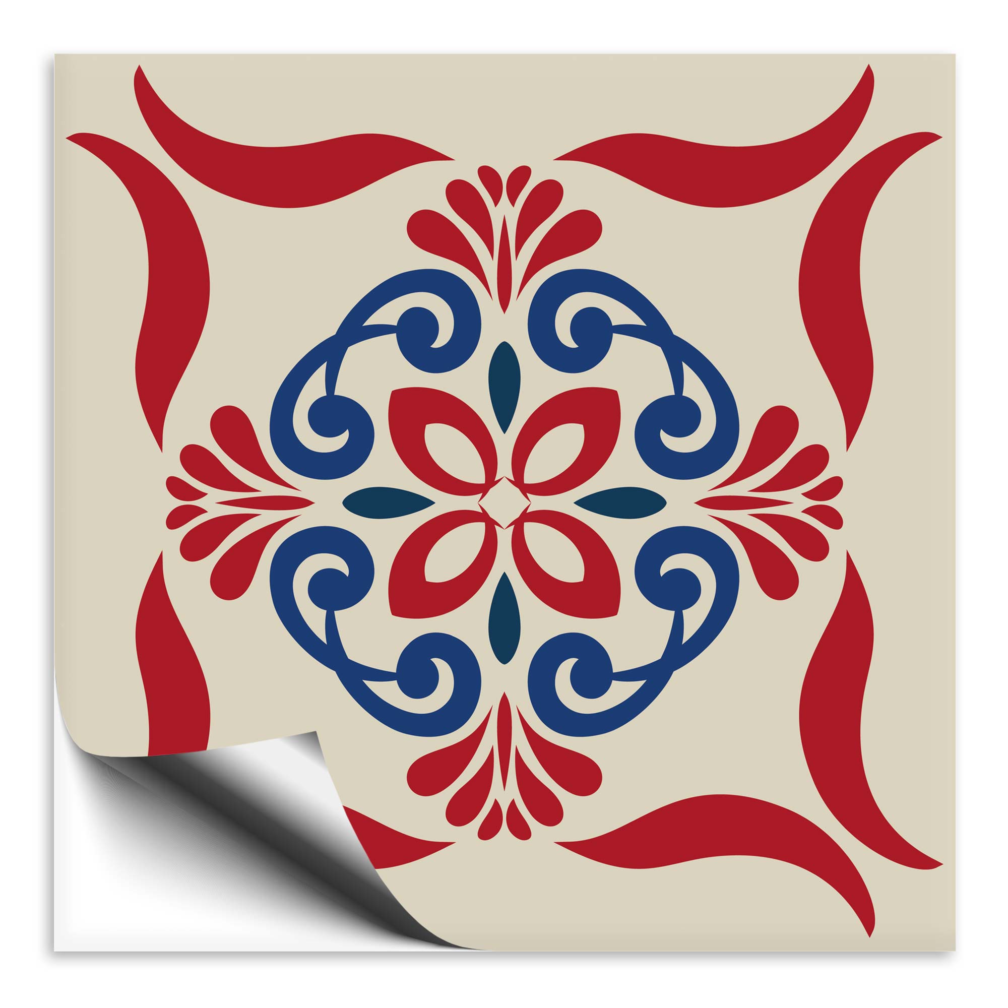 Fliesenaufkleber Marokko Ornament rot blau 32