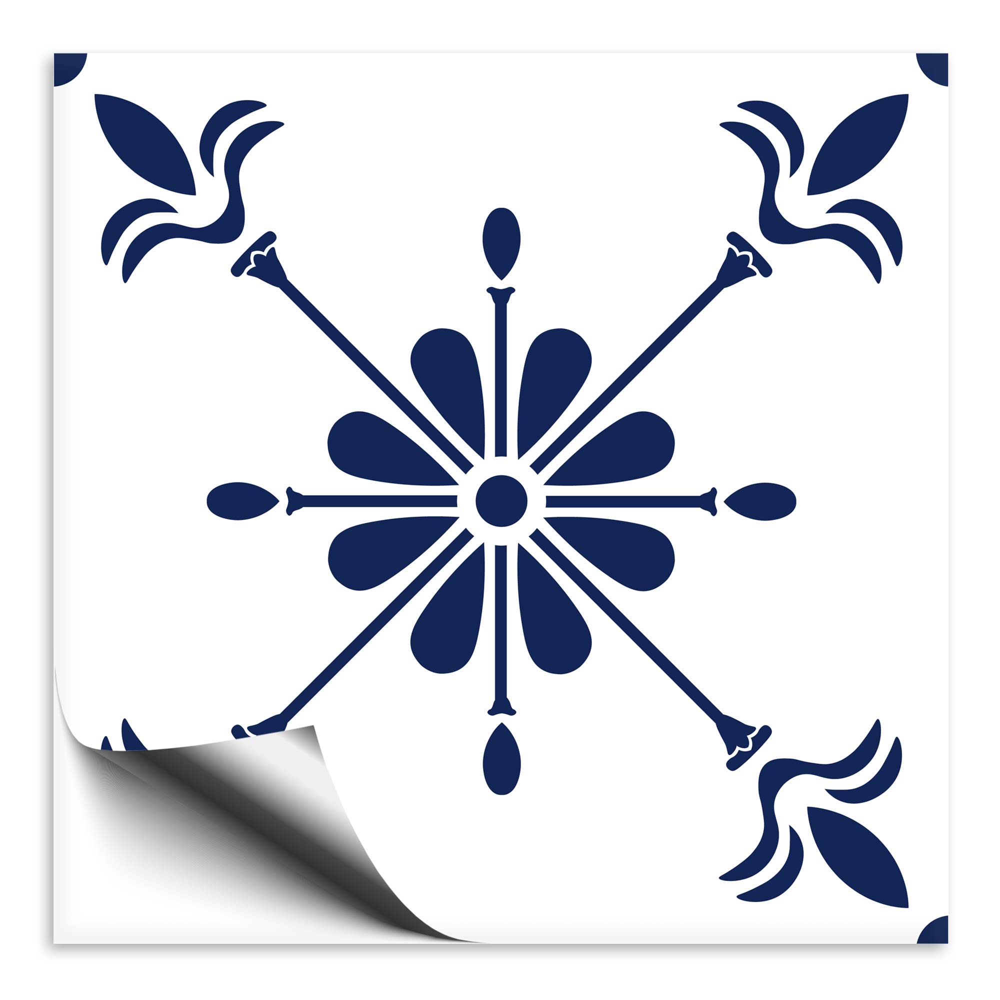 Fliesenaufkleber Ornament blau weiss 2