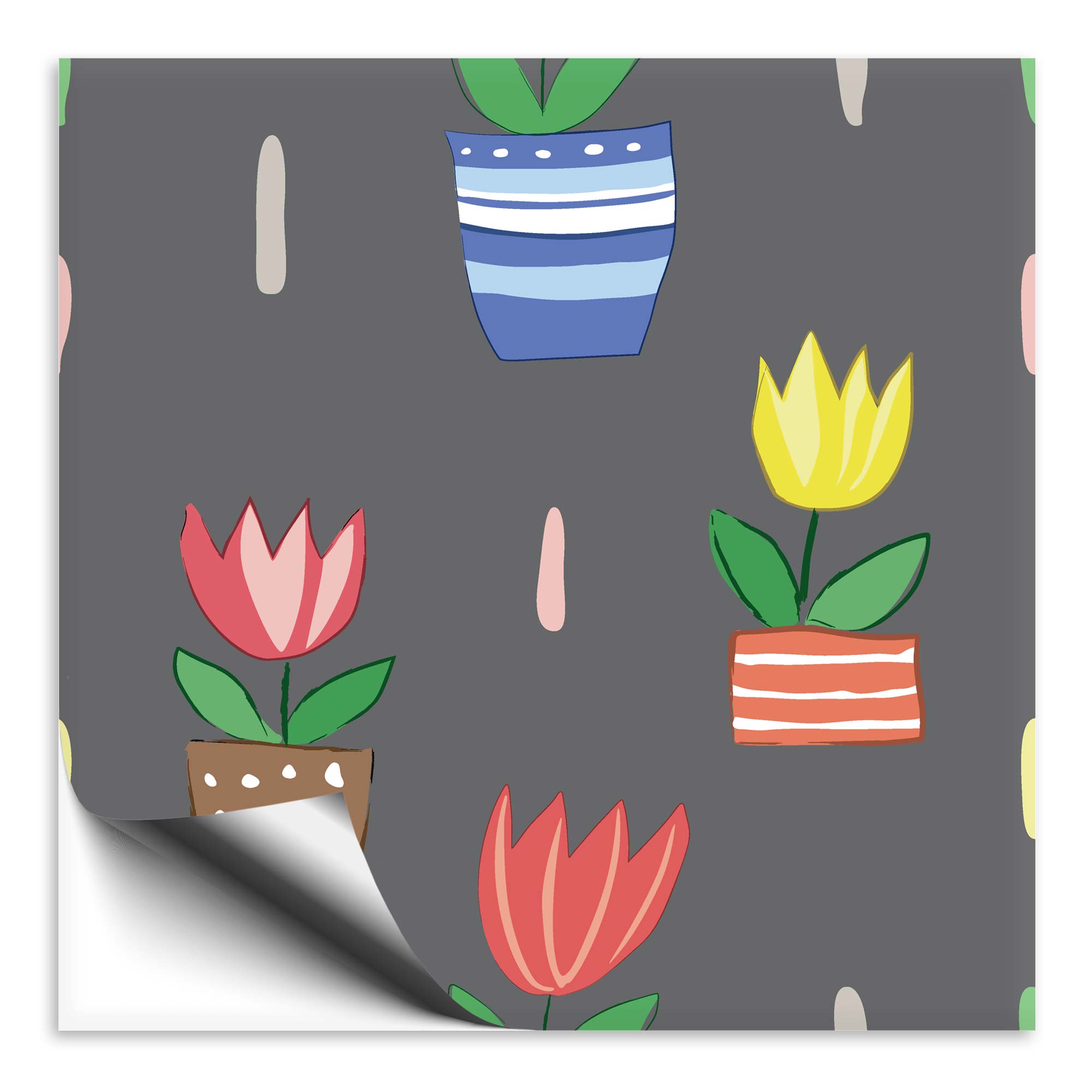 Fliesenaufkleber Blumen grau